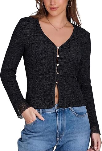 Womens V Neck Cardigan Button Up Long Sleeveless Tops in Saudi Arabia