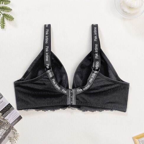 Plus Size Lace Underwire Push Up Bra for Women, Adjustable Support Bra with Floral Embroidery, Full Coverage Lingerie in Saudi Arabia