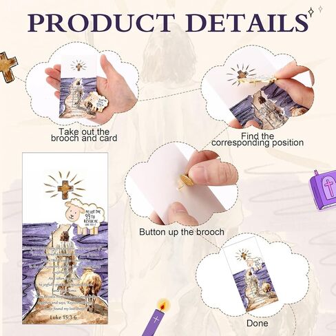 30 Sets Easter Christian Gift Sets Jesus Lamb Pins Bulk with Bible Verse Card Religious Sheep Brooch Gifts for Baptism Basket Stuffers First Communion Easter Christening Passover Supplies in Saudi Arabia