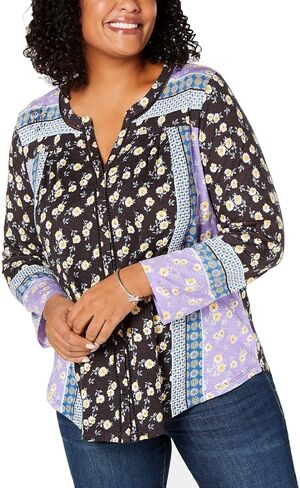 Style & Co. Womens Plus Floral Split Neck Casual Top in Saudi Arabia