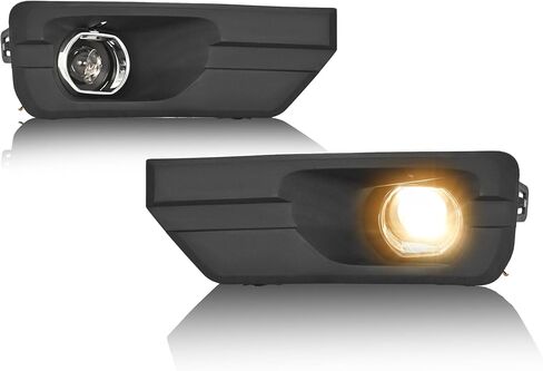Pair Fog Light Assembly w/Bulb Compatible with 2013-2016 GMC Acadia 2017 GMC Acadia Limited SL SLE SLT Denali Chrome Fog Lamp Clear Lens Black Bezel Silvery Molding Driver&Passenger Side in Saudi Arabia