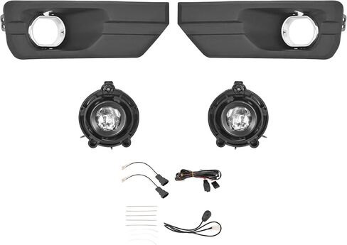 Pair Fog Light Assembly w/Bulb Compatible with 2013-2016 GMC Acadia 2017 GMC Acadia Limited SL SLE SLT Denali Chrome Fog Lamp Clear Lens Black Bezel Silvery Molding Driver&Passenger Side in Saudi Arabia