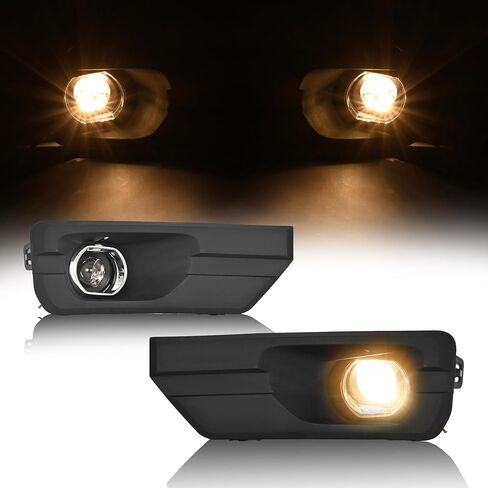 Pair Fog Light Assembly w/Bulb Compatible with 2013-2016 GMC Acadia 2017 GMC Acadia Limited SL SLE SLT Denali Chrome Fog Lamp Clear Lens Black Bezel Silvery Molding Driver&Passenger Side in Saudi Arabia