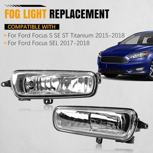 Fog Lights Compatible with Ford Focus S SE ST Titanium 2015-2018/ Focus SEL 2017-2018 F1EZ15200A F1EZ15201A Clear Lens Front Bumper Driving Fog Lamp Accessories in Saudi Arabia