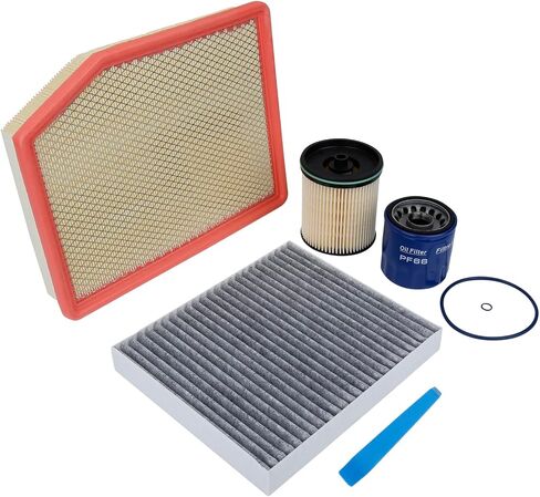 Oil Fuel Filter Engine Cabin Air Filters Kit(4 PCS).Replaces Part # PF66 TP1015 A3244C 13508023.Compatible with 20-23 Chevy Silverado 1500, Suburban, Tahoe.GMC Sierra, Yukon XL 3.0L Diesel in Saudi Arabia