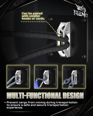 مثبتات ربط من RENO، مرابط ألومنيوم + 304 ألواح من الفولاذ المقاوم للصدأ تناسب 2015+ F150 F250 F350 Raptor / 2022+ F150 Lightning Bed Tie Downs Hooks، استبدل FL3Z-99000A64-B، FL3Z-9928408-AB (فضي، 4 قطع) in Kuwait