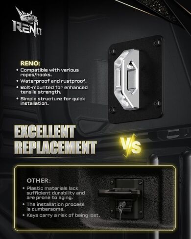 مثبتات ربط من RENO، مرابط ألومنيوم + 304 ألواح من الفولاذ المقاوم للصدأ تناسب 2015+ F150 F250 F350 Raptor / 2022+ F150 Lightning Bed Tie Downs Hooks، استبدل FL3Z-99000A64-B، FL3Z-9928408-AB (فضي، 4 قطع) in Kuwait
