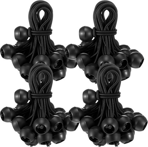 120 Pcs Ball Bungee Cords, Black Tarp Tie Downs Bungee Cords Heavy Duty Ball Bungees Cord Tarp Straps with Balls for Camping Canopy Shelter Tent Poles UV Resistant in Saudi Arabia