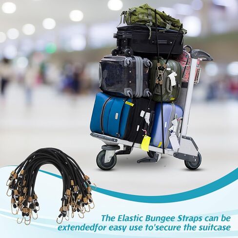 60 Pcs Heavy Duty Mini Bungee Cords with Hooks, 10 Inch Black Rubber Elastic Straps for Camping Luggage Bikes Tents Tarps RVs Cargo Motorcycle in Kuwait