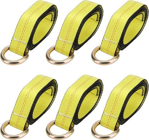 6PCS 2 Inch x 8.2 Ft Lasso Tow Strap with D Ring, 10,000Lbs Load-Bearing Auto Tie Down Straps, D Ring Wheel Lift Straps Tow Truck Straps for Trailer Tow Truck in Kuwait