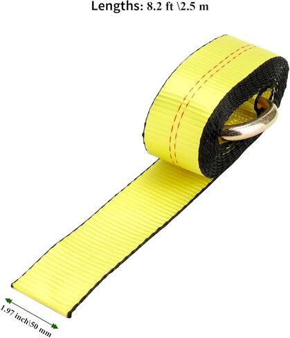 6PCS 2 Inch x 8.2 Ft Lasso Tow Strap with D Ring, 10,000Lbs Load-Bearing Auto Tie Down Straps, D Ring Wheel Lift Straps Tow Truck Straps for Trailer Tow Truck in Kuwait