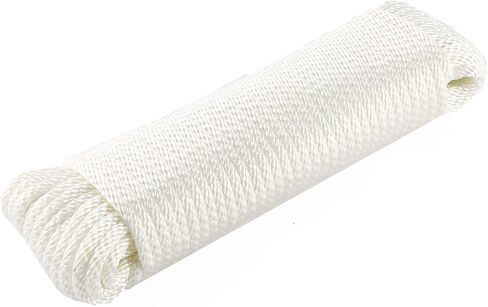 ARISKEY حبل بوليستر داكرون أبيض 5/16 بوصة 100 قدم، سلك مضفر مقاوم للأشعة فوق البنفسجية للتخييم، في الهواء الطلق، حبل الغسيل وخط العلم in Kuwait