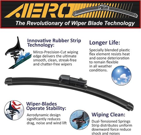 AERO Avenger 22"+22" Premium All-Season Windshield Wiper Blades with Extra Refills OEM Replacement for GMC Sierra 1500 2500 3500 2021-2007 (Set of 2) in Kuwait