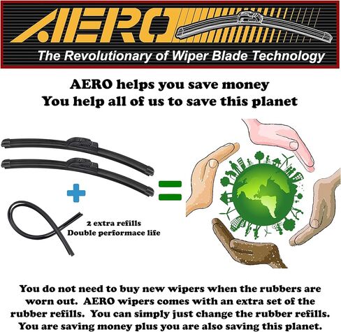 AERO Avenger 22"+22" Premium All-Season Windshield Wiper Blades with Extra Refills OEM Replacement for GMC Sierra 1500 2500 3500 2021-2007 (Set of 2) in Kuwait