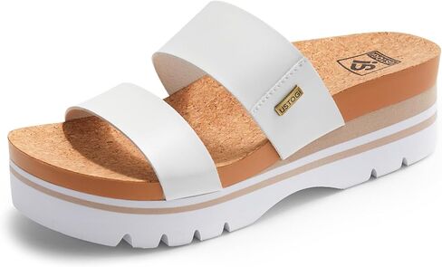 Women's Higher Platform Sandals Arch Support Beach Slides for Woman Orthotic Summer Causal Cork Footbed Slip on Cushion Cute 2 Strap Flatform 2.2IN sandalias de mujer in Saudi Arabia