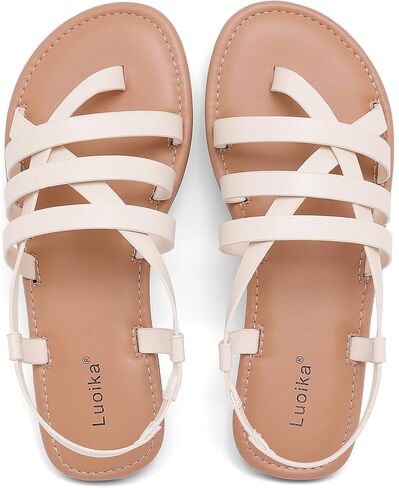 صنادل Luoika النسائية المسطحة ذات العرض الواسع، صنادل كاجوال ذات أشرطة قابلة للطي سهلة الارتداء أحذية الشاطئ الصيفية للنساء. in Kuwait