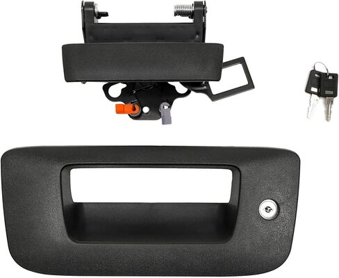 Gledewen Tailgate Door Handle & Bezel Lock Set, Compatible with 2007-2014 Chevy Silverado & GMC Sierra 1500 2500 3500, Exterior Rear Textured Tail gate Handle with Key, Replace# 22755305 in Saudi Arabia