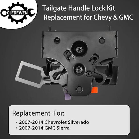 Gledewen Tailgate Door Handle & Bezel Lock Set, Compatible with 2007-2014 Chevy Silverado & GMC Sierra 1500 2500 3500, Exterior Rear Textured Tail gate Handle with Key, Replace# 22755305 in Saudi Arabia