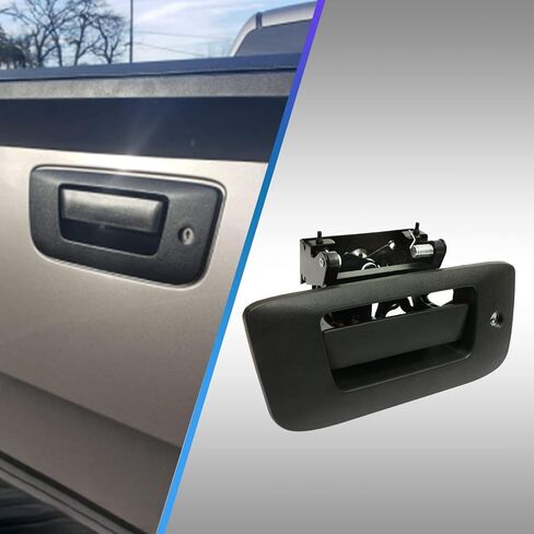 Gledewen Tailgate Door Handle & Bezel Lock Set, Compatible with 2007-2014 Chevy Silverado & GMC Sierra 1500 2500 3500, Exterior Rear Textured Tail gate Handle with Key, Replace# 22755305 in Saudi Arabia