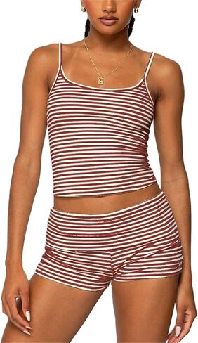 Yuemengxuan Women Y2k 2 Piece Lace Cami Top Shorts Set Pajamas Set Heart Bow Cami Crop Top Fold over Shorts 2pcs Sexy Pj Set in Saudi Arabia