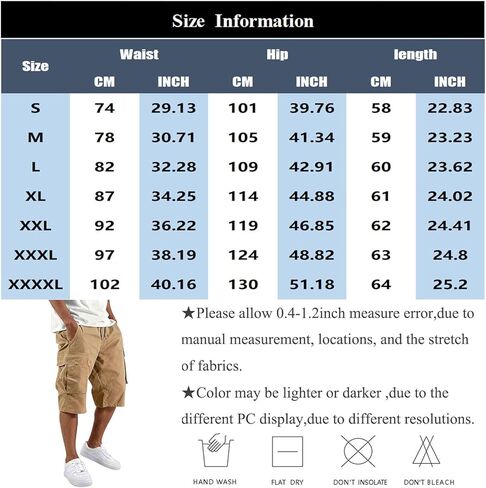Mens Cargo Shorts Cotton Blend Tactical Lightweight Elastic Waist Work Shorts Summer Workout Hiking Outdoor Pants in Saudi Arabia