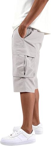Mens Cargo Shorts Cotton Blend Tactical Lightweight Elastic Waist Work Shorts Summer Workout Hiking Outdoor Pants in Saudi Arabia