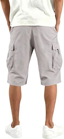 Mens Cargo Shorts Cotton Blend Tactical Lightweight Elastic Waist Work Shorts Summer Workout Hiking Outdoor Pants in Saudi Arabia