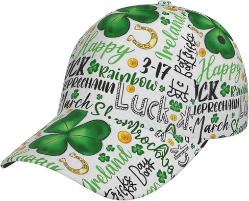 Funny St Patrick's Day Hats Cute Lucky Clover Baseball Cap Adjustable Snapback Hat Cap for Men Women in Kuwait