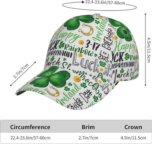 Funny St Patrick's Day Hats Cute Lucky Clover Baseball Cap Adjustable Snapback Hat Cap for Men Women in Kuwait