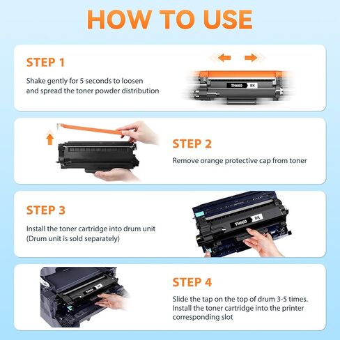 TN660 TN 660 Toner Cartridge Replacement for Brother TN660 TN-660 TN660 TN630 Black High Yield Compatible with Brother MFC-L2700DW HL-L2380DW HL-L2320D HL-L2340DW DCP-L2540DW Printer 4Pack in Kuwait