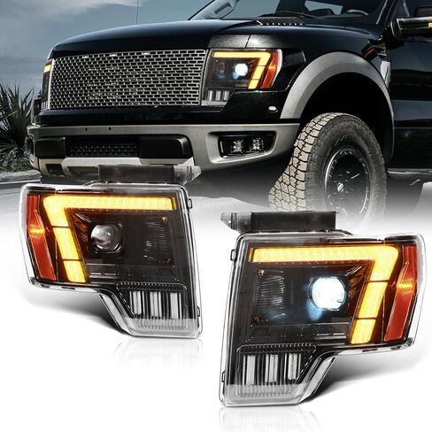 Archaic Headlights Assembly Compatible for Ford F150 2009-2014 All Trim, Amber/White DRL Headlamps with Sequential Turn Signal for F150 XL/XLT/STX/Lariat/KR/Platinum/Limited/Raptor, Plug & Play, Pair in Saudi Arabia