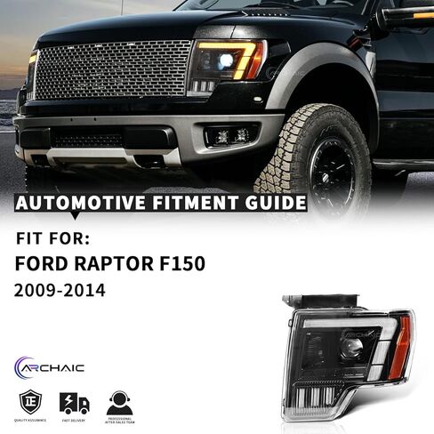 Archaic Headlights Assembly Compatible for Ford F150 2009-2014 All Trim, Amber/White DRL Headlamps with Sequential Turn Signal for F150 XL/XLT/STX/Lariat/KR/Platinum/Limited/Raptor, Plug & Play, Pair in Saudi Arabia