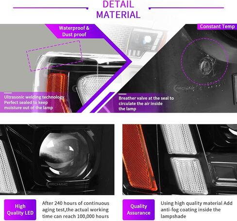 Archaic Headlights Assembly Compatible for Ford F150 2009-2014 All Trim, Amber/White DRL Headlamps with Sequential Turn Signal for F150 XL/XLT/STX/Lariat/KR/Platinum/Limited/Raptor, Plug & Play, Pair in Saudi Arabia