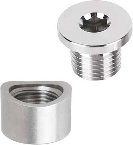 M18X1.5 O2 Sensor Adapter, Stainless Steel Notched Style Mounting Bung and Plug, Thread Oxygen Sensor Bung Fittings, for 3 inch Pipe in Kuwait