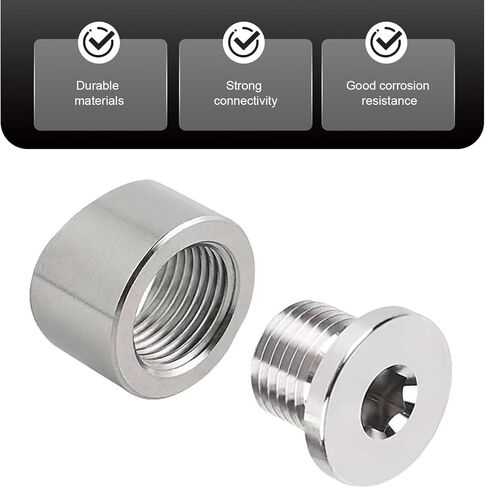 M18X1.5 O2 Sensor Adapter, Stainless Steel Notched Style Mounting Bung and Plug, Thread Oxygen Sensor Bung Fittings, for 3 inch Pipe in Kuwait