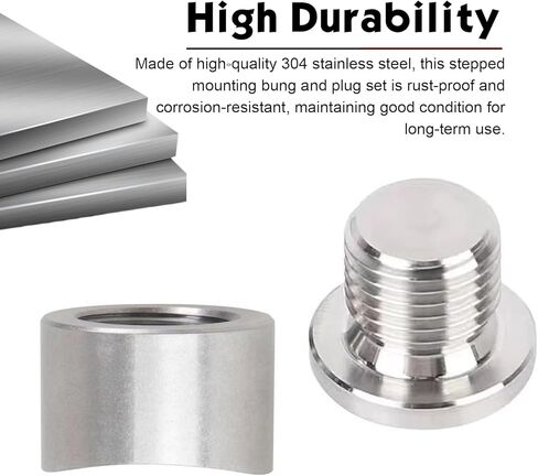 M18X1.5 O2 Sensor Adapter, Stainless Steel Notched Style Mounting Bung and Plug, Thread Oxygen Sensor Bung Fittings, for 3 inch Pipe in Kuwait