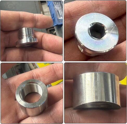 M18X1.5 O2 Sensor Adapter, Stainless Steel Notched Style Mounting Bung and Plug, Thread Oxygen Sensor Bung Fittings, for 3 inch Pipe in Kuwait