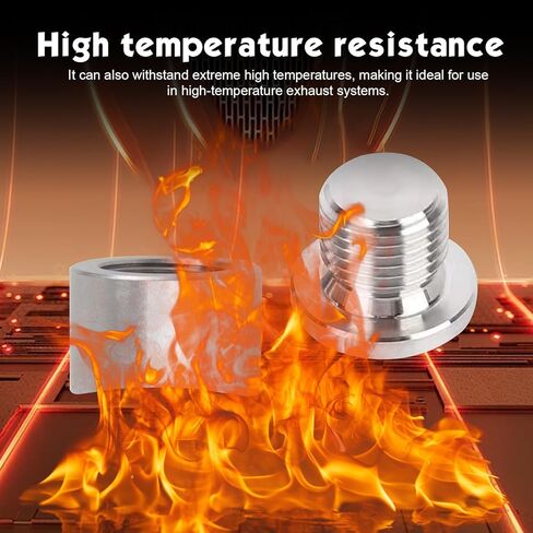 M18X1.5 O2 Sensor Adapter, Stainless Steel Notched Style Mounting Bung and Plug, Thread Oxygen Sensor Bung Fittings, for 3 inch Pipe in Kuwait