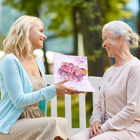 Happy 90th Birthday Card, 3D Floral Pop up 90th Birthday Cards for Women Wife Mom Sister Friend, Elegant Greeting Cards Birth Day Gifts Includes Blank Envelope, 5" X7" in Saudi Arabia
