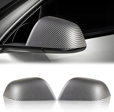 2 PCS Side Mirror Covers Compatible with Tes-la Model 3 2017 2018 2019 2020 2021 2022 2023 2024 2025, Left & Right Side Rearview Mirror Guard Cover, Mirror Cap, Gloss Black in Kuwait