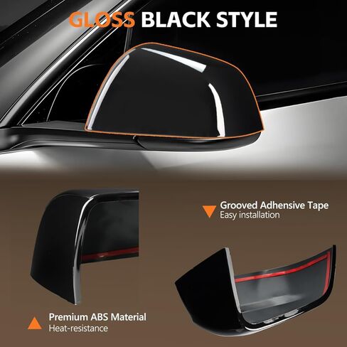 2 PCS Side Mirror Covers Compatible with Tes-la Model 3 2017 2018 2019 2020 2021 2022 2023 2024 2025, Left & Right Side Rearview Mirror Guard Cover, Mirror Cap, Gloss Black in Saudi Arabia