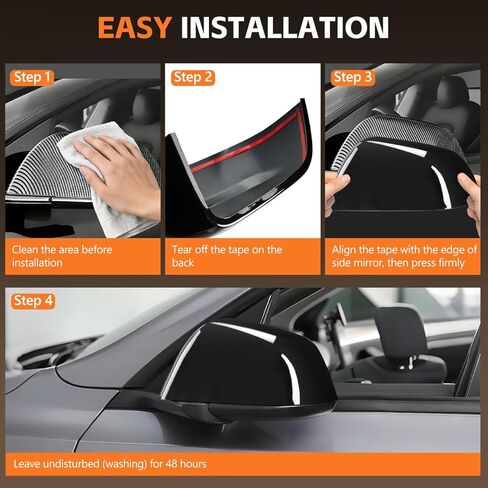 2 PCS Side Mirror Covers Compatible with Tes-la Model 3 2017 2018 2019 2020 2021 2022 2023 2024 2025, Left & Right Side Rearview Mirror Guard Cover, Mirror Cap, Gloss Black in Saudi Arabia