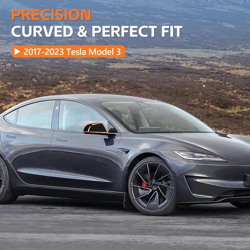2 PCS Side Mirror Covers Compatible with Tes-la Model 3 2017 2018 2019 2020 2021 2022 2023 2024 2025, Left & Right Side Rearview Mirror Guard Cover, Mirror Cap, Gloss Black in Saudi Arabia