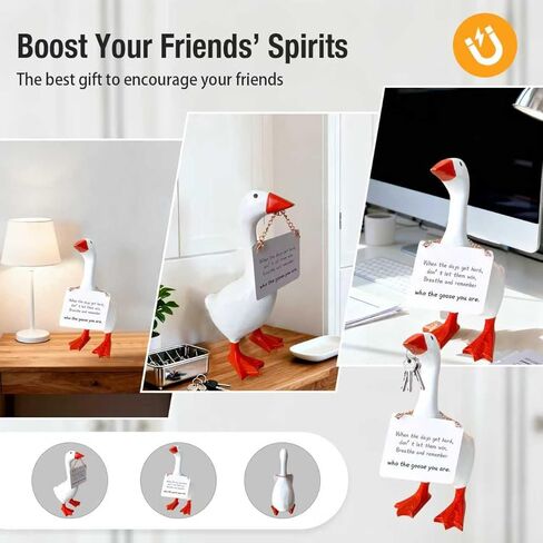 Desk Goose 7 inch Cute Mini Desktop Goose Statue with Three Positive Cards Funny Goose Figurine Table Decor House Warming Christmas Birthday Gifts(Positive) in Saudi Arabia