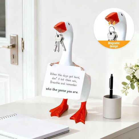 Desk Goose 7 inch Cute Mini Desktop Goose Statue with Three Positive Cards Funny Goose Figurine Table Decor House Warming Christmas Birthday Gifts(Positive) in Saudi Arabia