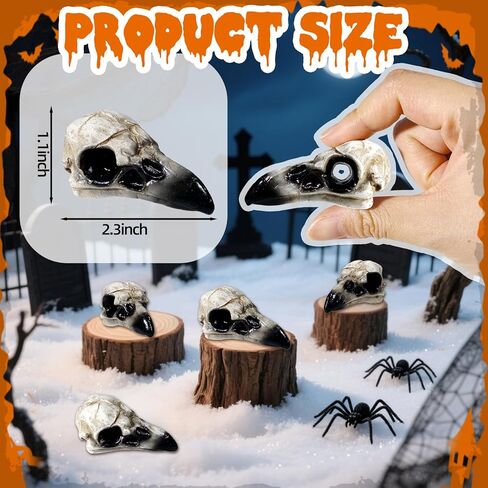 Bbiamsleep 4 Pcs Halloween Raven Skull Figurine Gothic Raven Animal Skulls Resin Raven Skulls Statue for DIY Projects Gothic Halloween Bird Bone Skeleton Decor(Black) in Kuwait