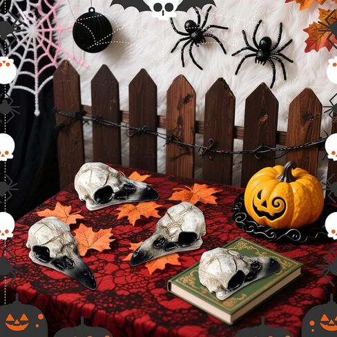 Bbiamsleep 4 Pcs Halloween Raven Skull Figurine Gothic Raven Animal Skulls Resin Raven Skulls Statue for DIY Projects Gothic Halloween Bird Bone Skeleton Decor(Black) in Kuwait