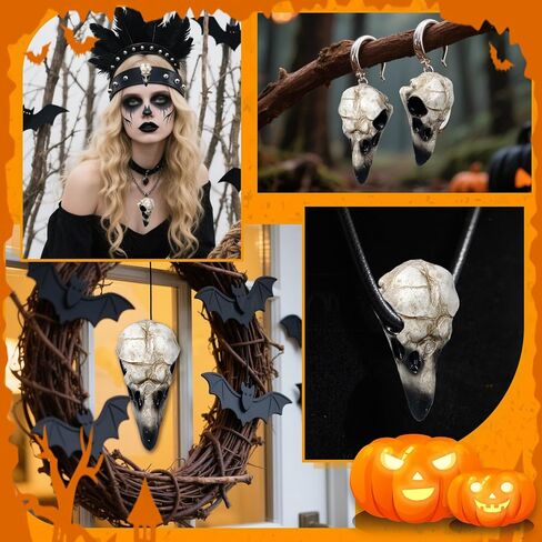 Bbiamsleep 4 Pcs Halloween Raven Skull Figurine Gothic Raven Animal Skulls Resin Raven Skulls Statue for DIY Projects Gothic Halloween Bird Bone Skeleton Decor(Black) in Kuwait