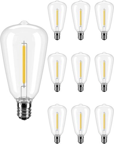 25 حزمة من مصابيح الإضاءة البديلة ST40 LED، مصابيح LED عتيقة مقاومة للماء ومضادة للكسر وقابلة للتعتيم E17 LED للأماكن الداخلية والخارجية وأضواء سلسلة الزفاف، 0.6 وات، أبيض دافئ، 2700 كيلفن in Kuwait