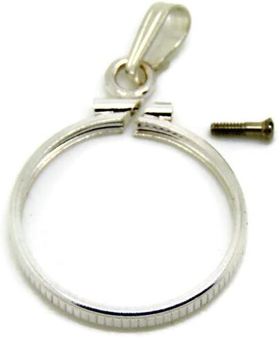 Solid Sterling Silver Coin Bezel for 1 oz American Eagle Silver Dollar Rhodium Plated for enhanced durability, shine, and tarnish resistance. Pendant Bezel, Charm Pendant, Made in the USA in Kuwait
